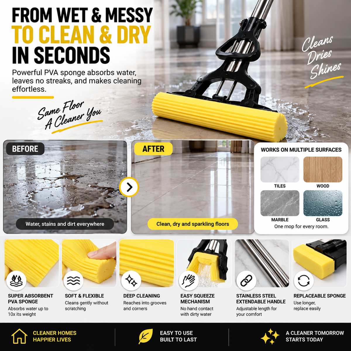 SPONGE MOP - clean smarter live better.